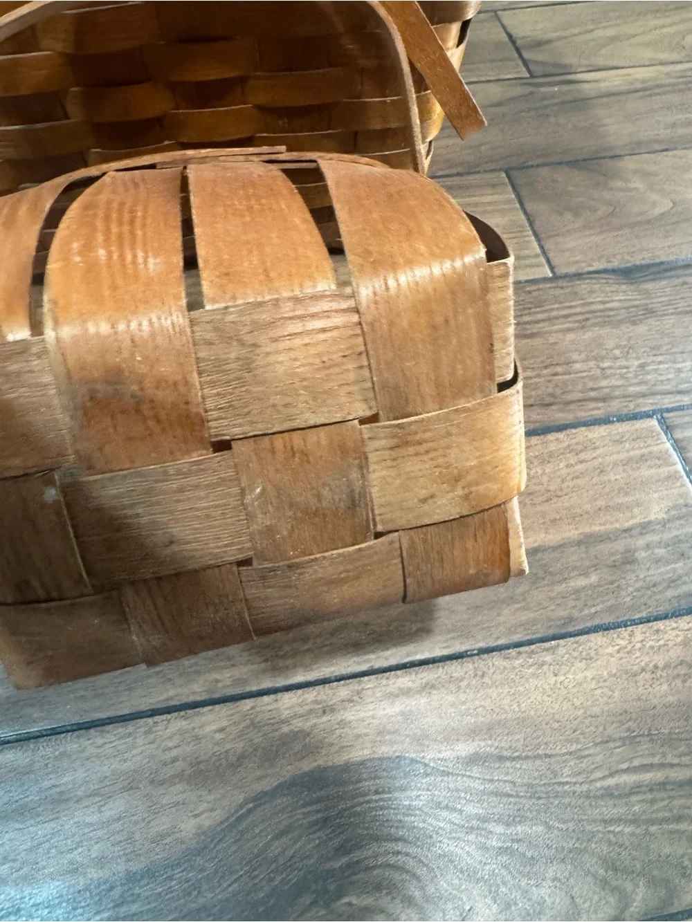 Mid Century Basketville woven oak Picnic Basket With Sliding Lid Doors brown